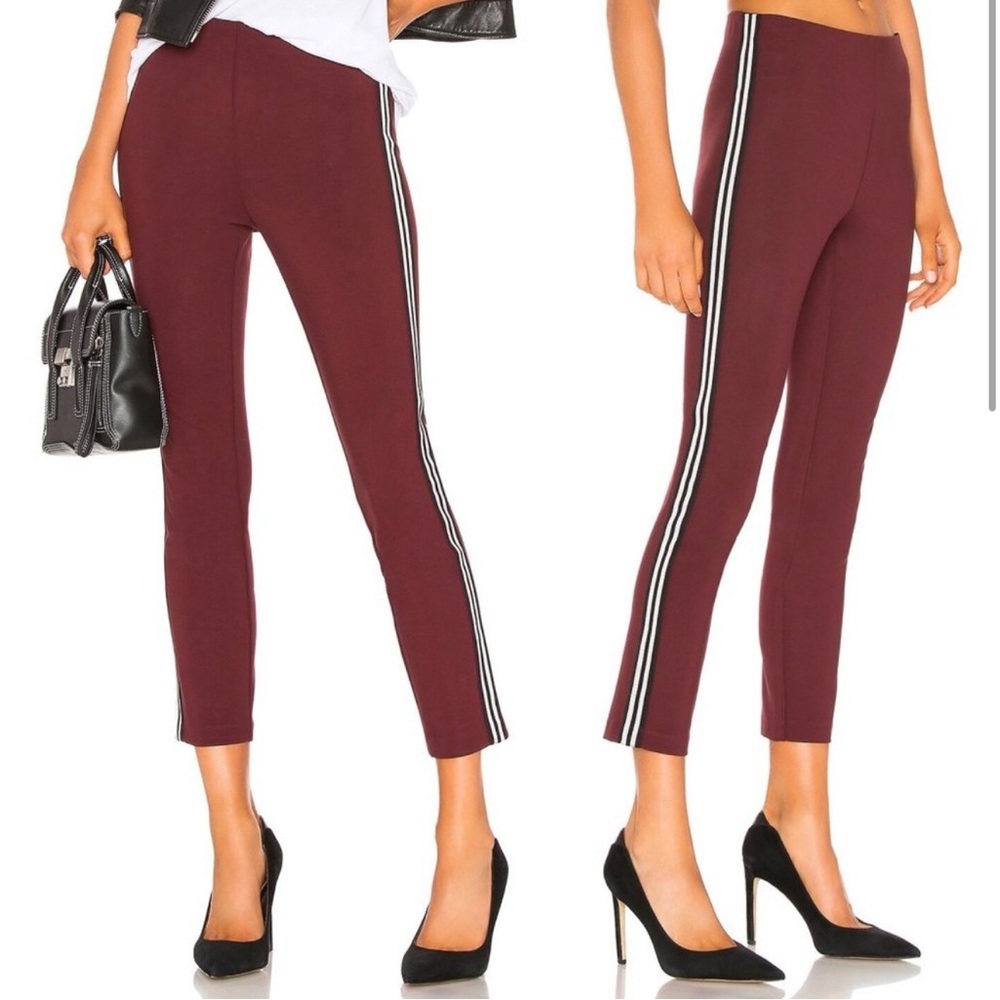 rag & bone simone burgundy side stripe ponte crop pant